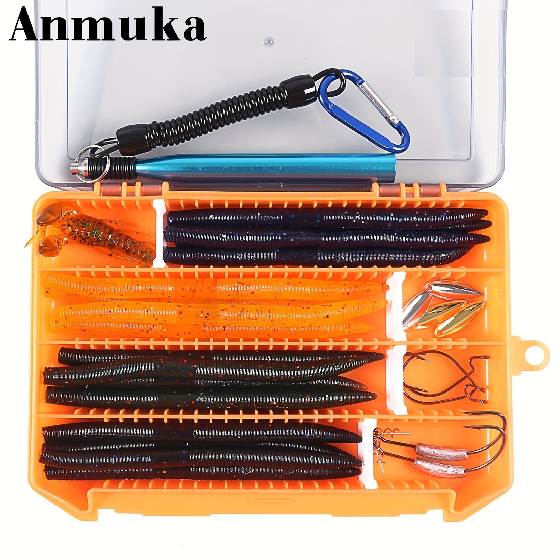 Complete Fishing Tackle Kit with Soft Worm Lures, Crank Hooks, and Willow  Sequins - Catch More Fish with Ease