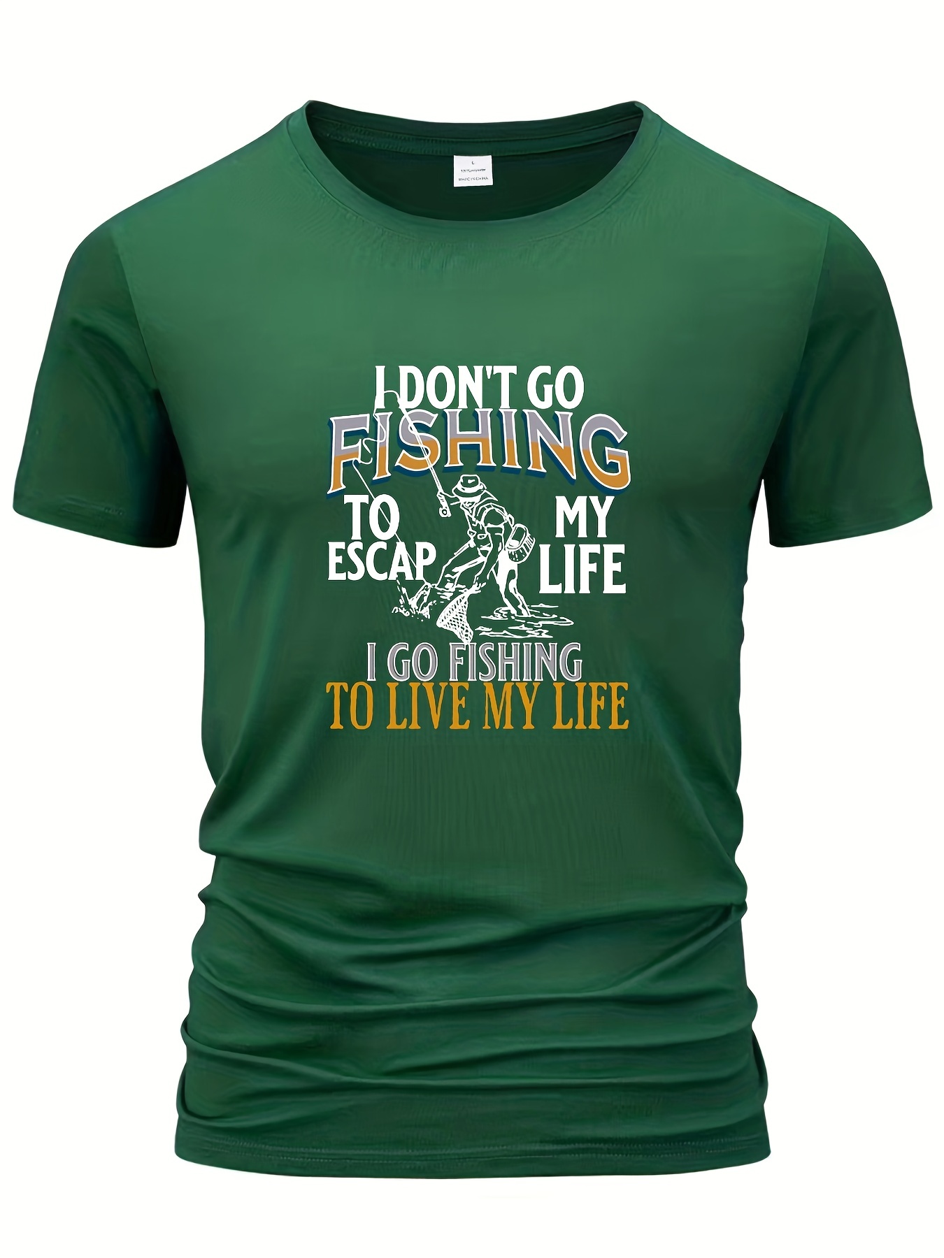 Fishing Lover Slogan Pattern Print Men's Comfy T shirt - Temu Canada