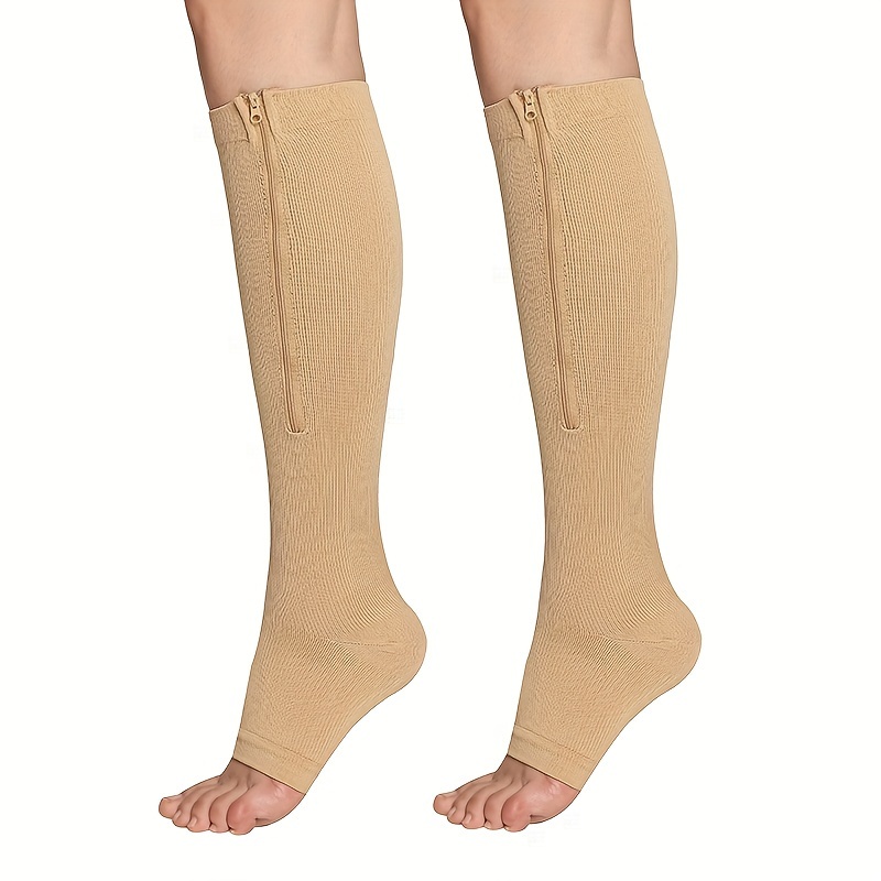 Zipper Compression Socks - 2 Pairs Open Toe Compression Stockings