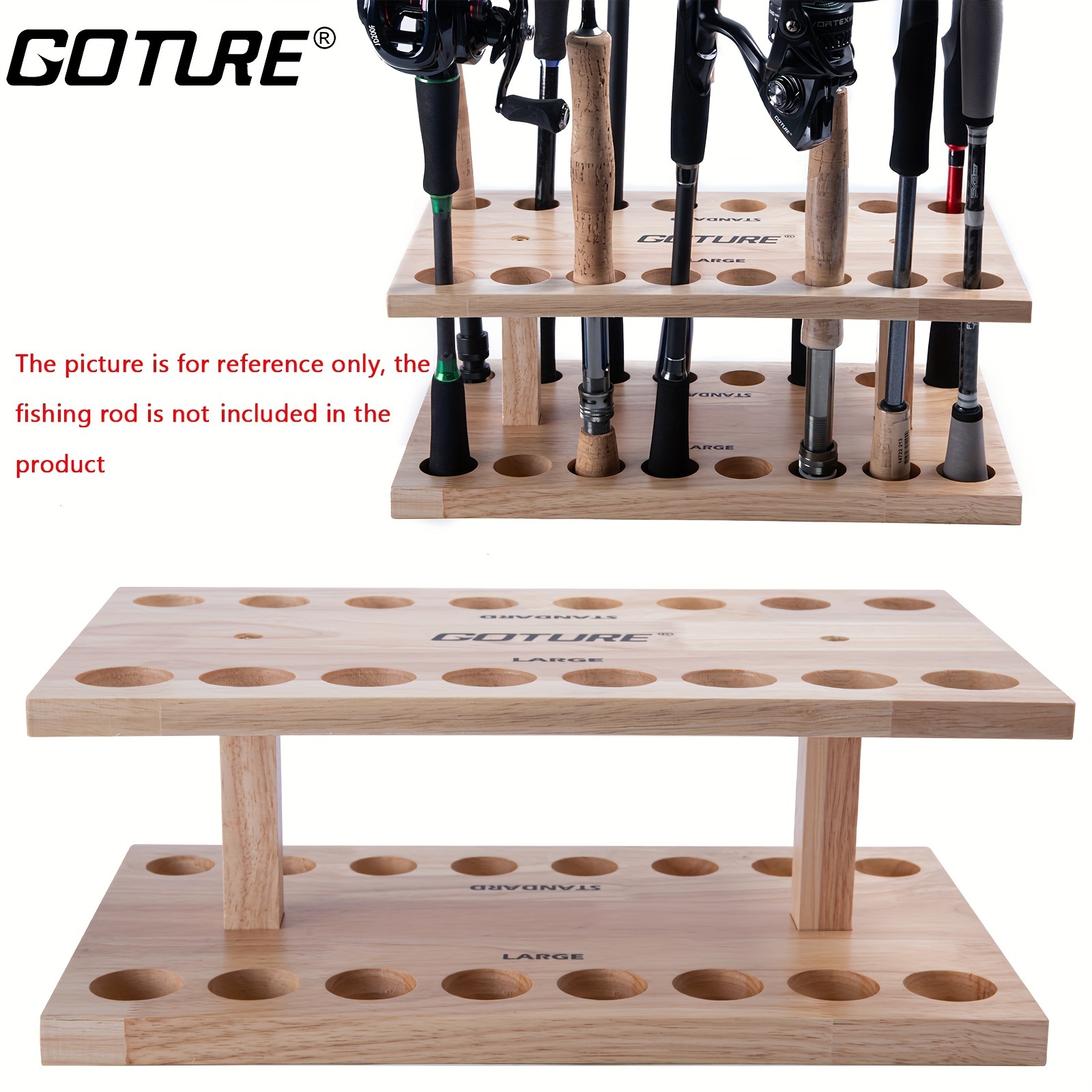 

Goture 16 Slots Square Fishing Rod Holder, Adjustable Fishing Pole Vertical Rack, Fishing Gear Gifts