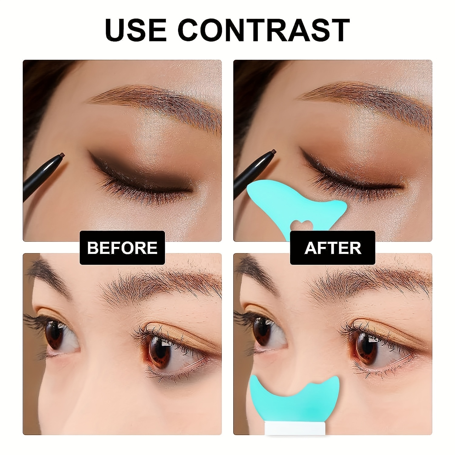 4Pcs Silicone Eyeliner Stencils Reusable Aid Tool Eyeliner Guide Mascara Shield