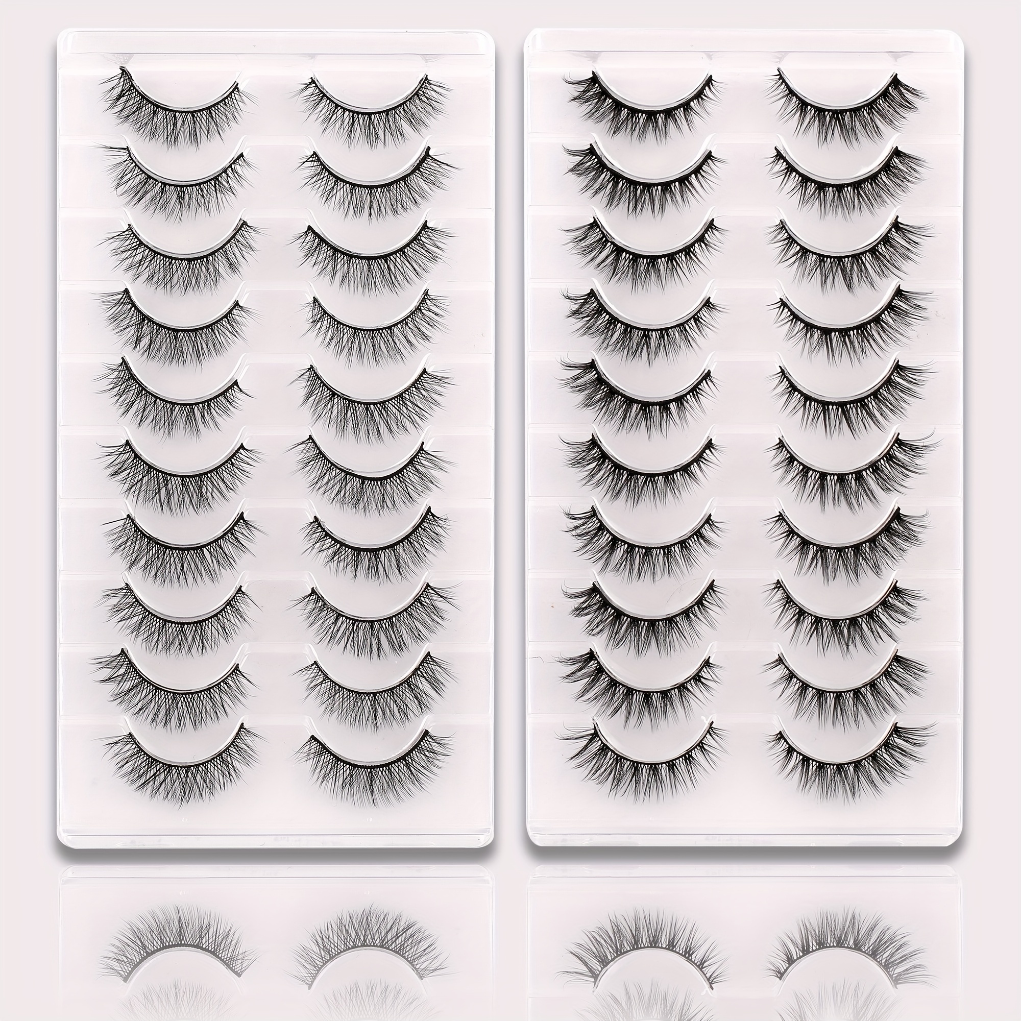 

False Eyelashes, Natural Look Faux Mink Lashes, 6-13mm Fluffy Wispy Fake Eyelashes ( 10 Pairs )