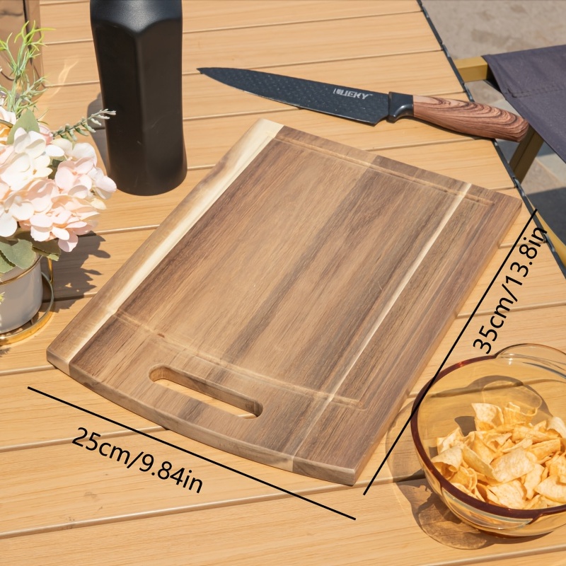 1pc acacia wood rectangular cutting board wooden cutting board household cutting board with slot wooden vegetable board solid wood steak board details 2