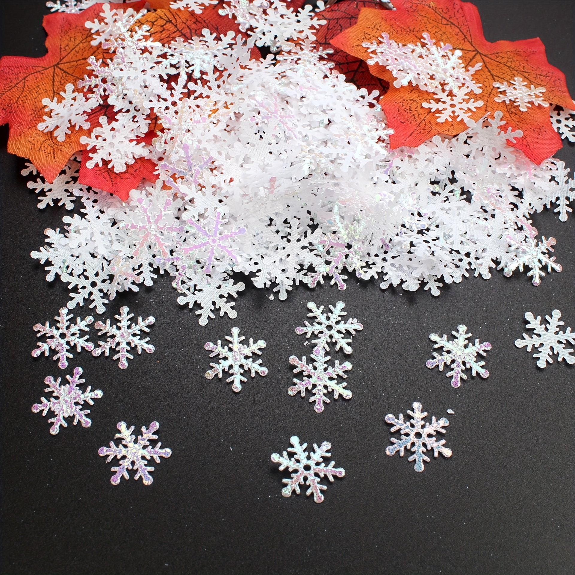 Oumuamua 1200pcs Snowflakes Confetti Decorations for Christmas - White and Blue Winter Confetti Snow Party Pack for Wedding Birthday Holiday Party