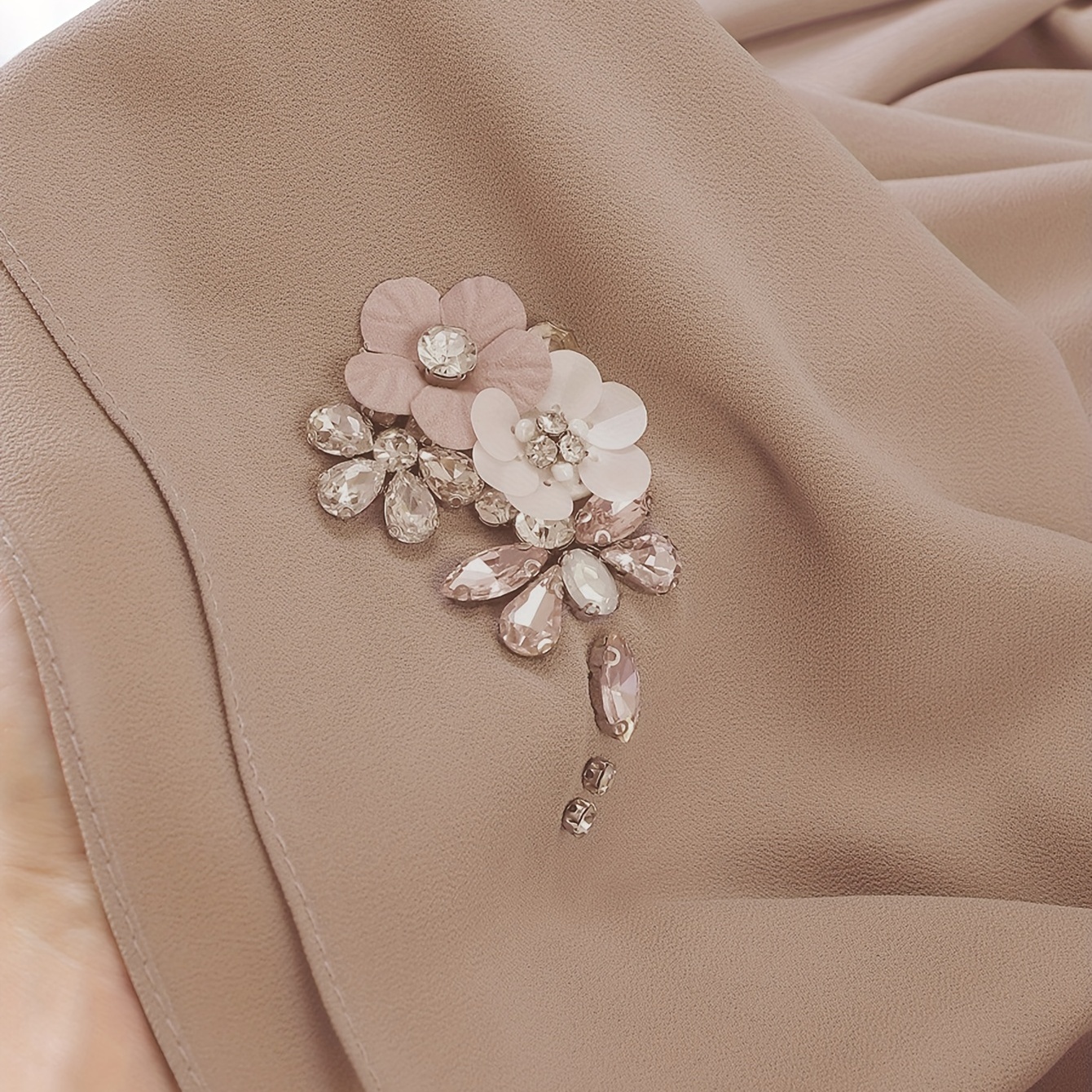 Rhinestone Flower Decor Hijab Long Simple Chiffon Turban - Temu