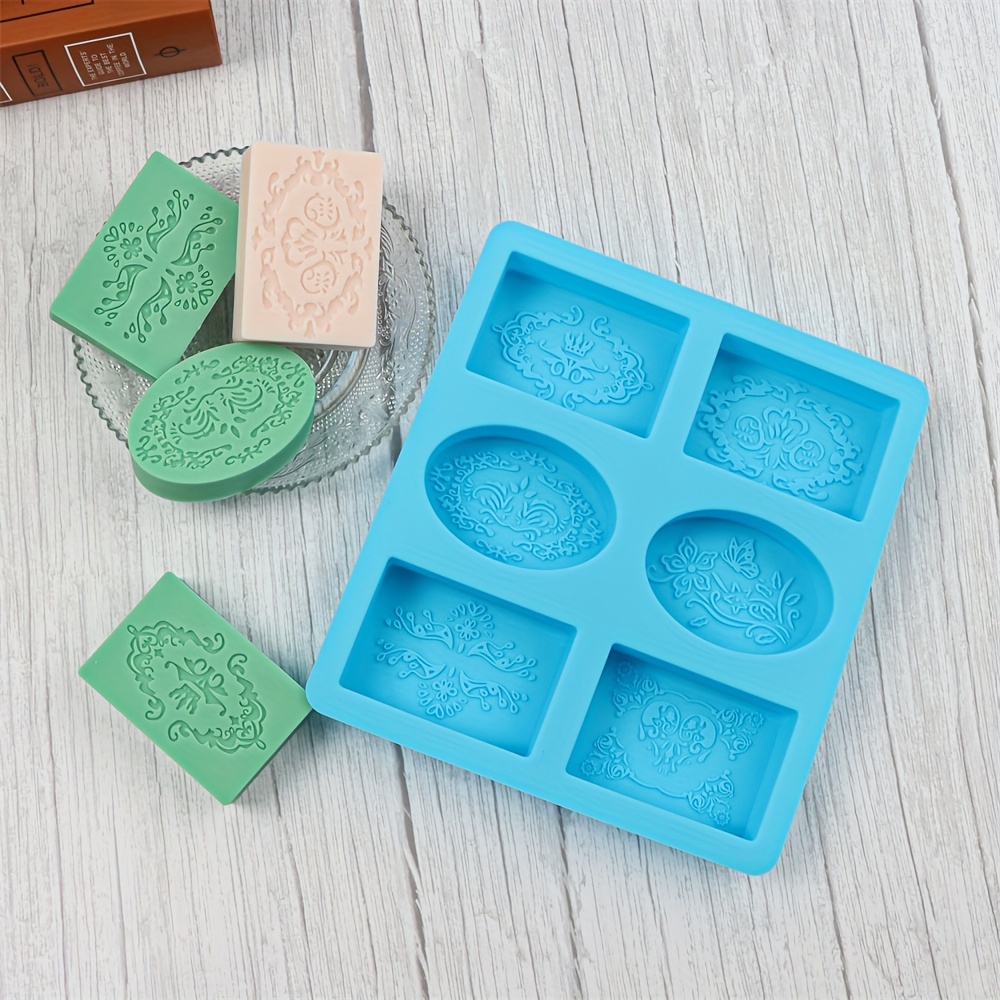Blue Rectangular 6-Cavity Silicone Soap Mold