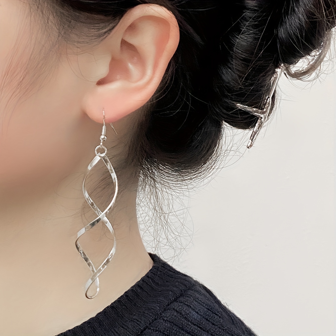 Hollow Spiral Pattern Dangle Earrings Alloy Jewelry
