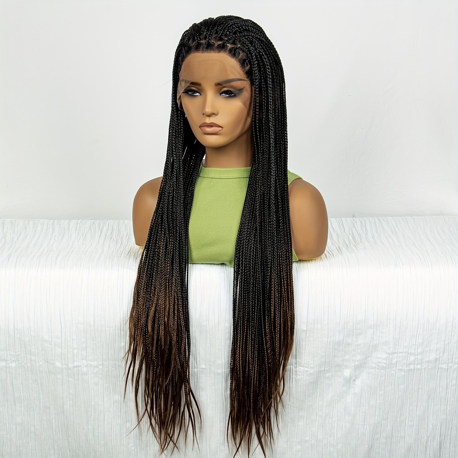 Synthetic Lace Front Wig Braided  Colored Lace Front Braids Wig