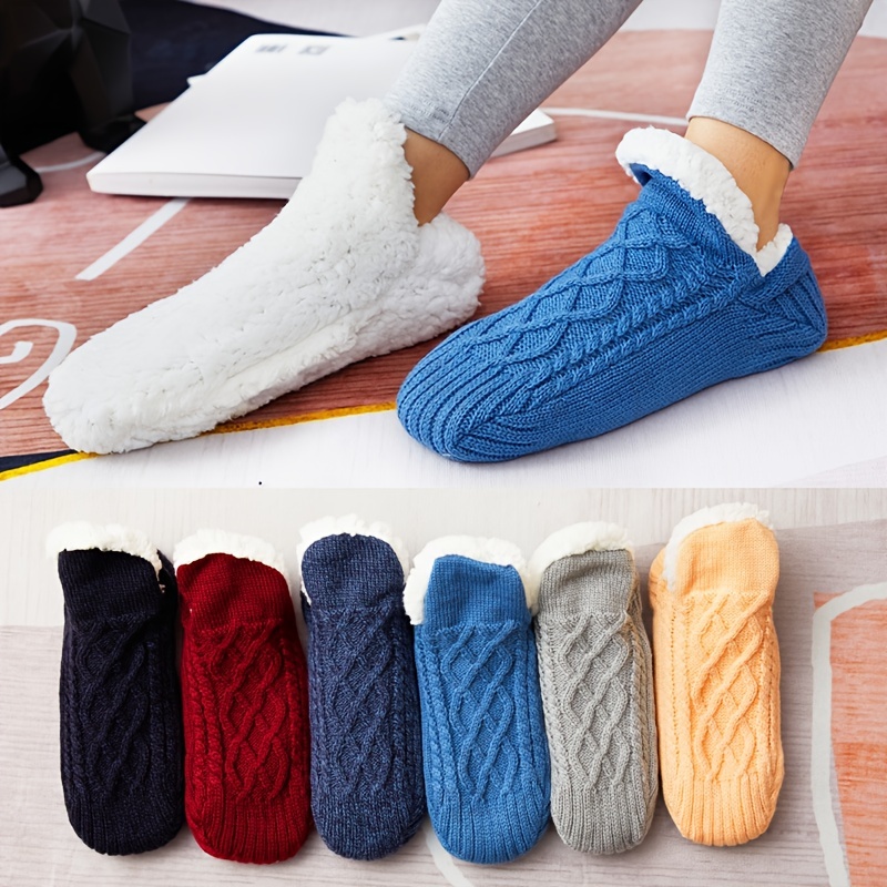 mens stylish warm thermal slippers socks winter indoor thick knit fur lined soft casual socks valentines day gifts 0