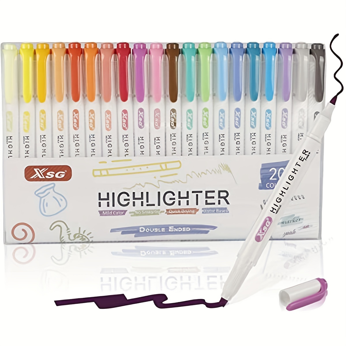 Zebra Pen MILDLINER Dual Tip Fluorescent Highlighter Pens, Pastel  Highlighter Pens For Adults, Broad & Fine Tip Markers & Highlighters For  Many Uses