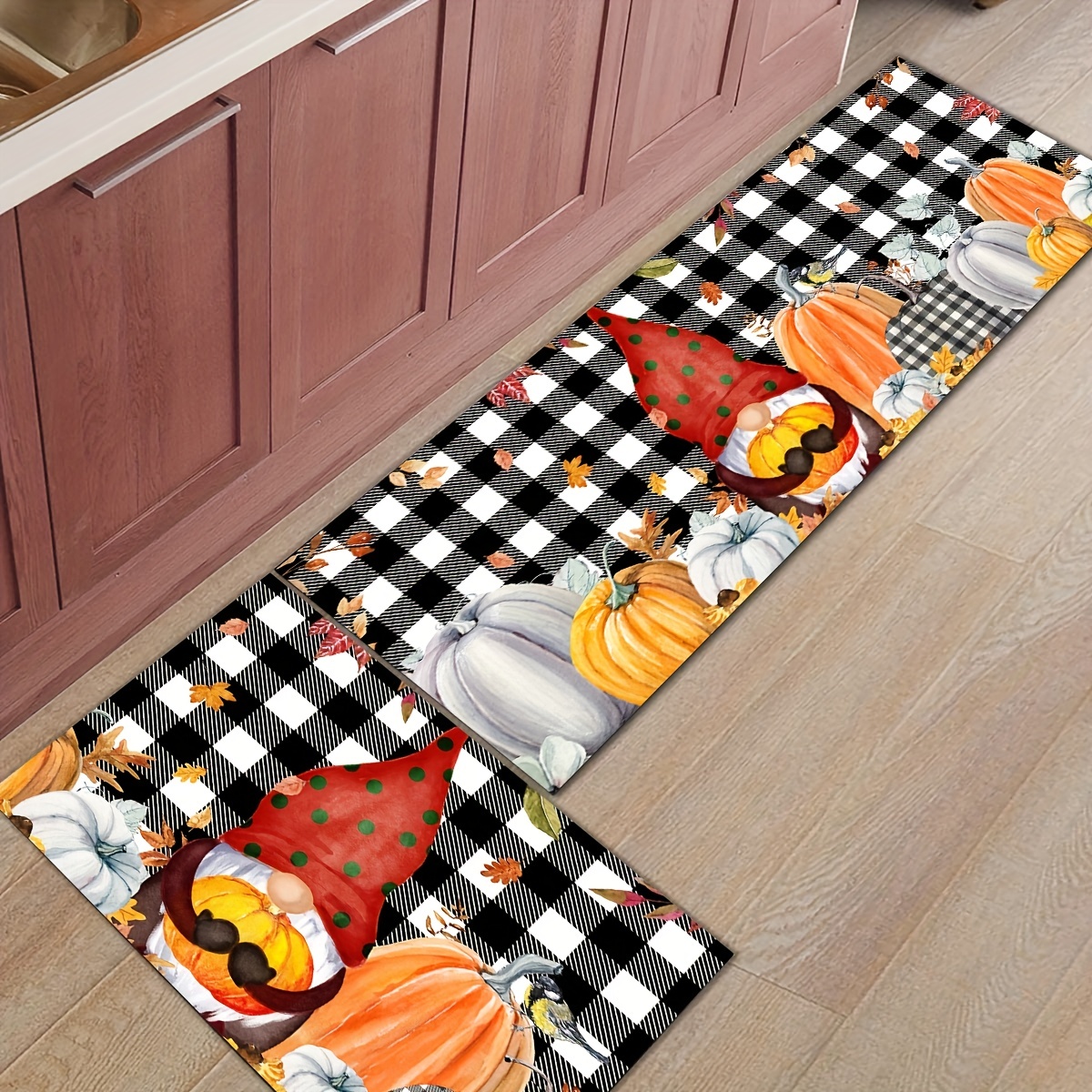 Autumn Pumpkin Print Floor Mat Thanksgiving Pumpkin Maple - Temu