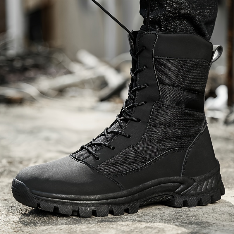 Men's Solid High Top Tactical Work Boots Non Slip Comfy - Temu