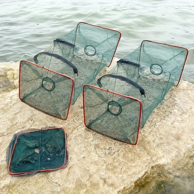 1-5pcs Fishing Crab Trap Net Automatic Open Closing Wire Fish Crab Cage  Collapsible for Saltwater Seawater Fishing Accessories