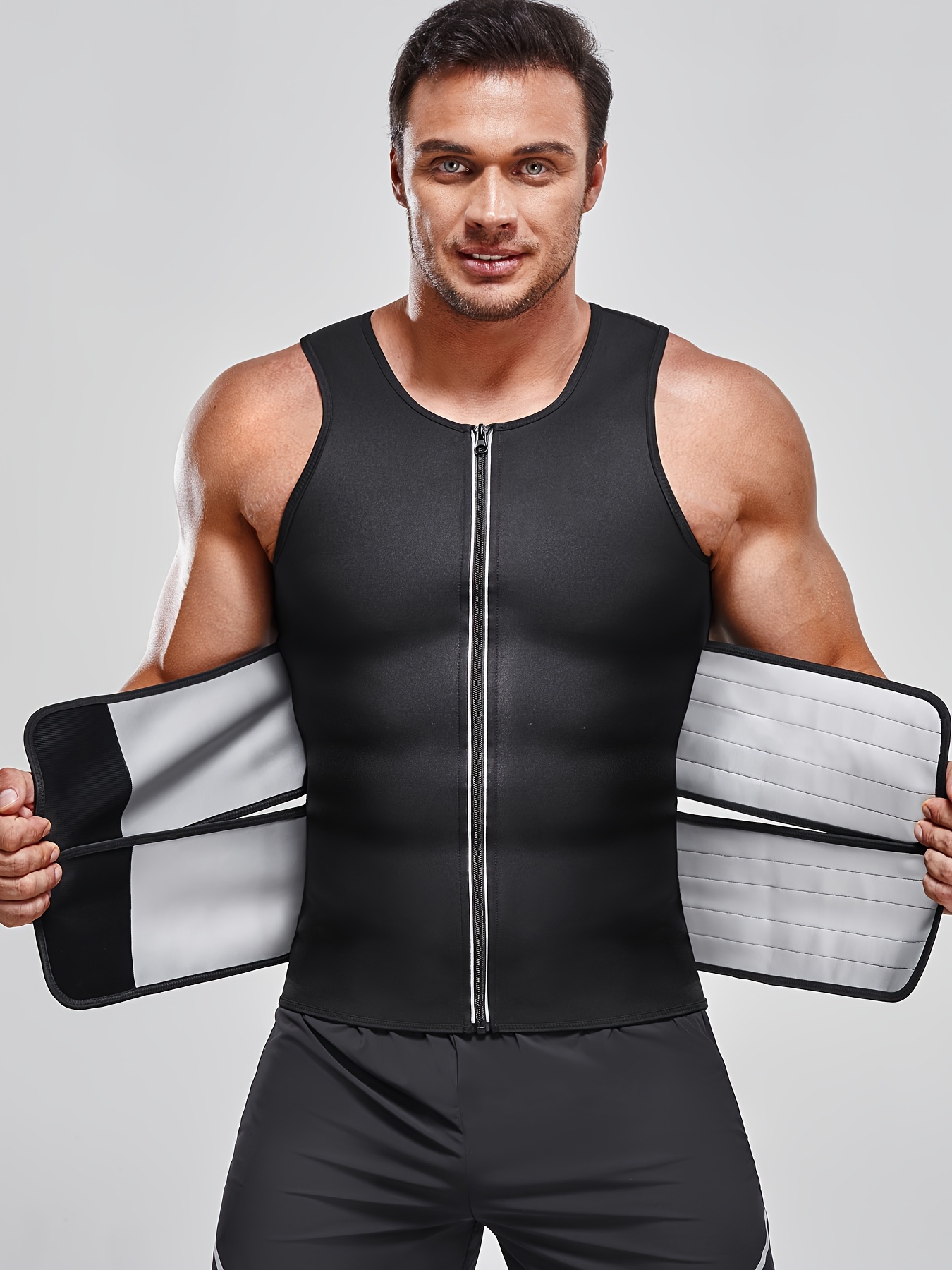Men's Breathable Zipper Vest High Elasticity And Pressure - Temu Canada