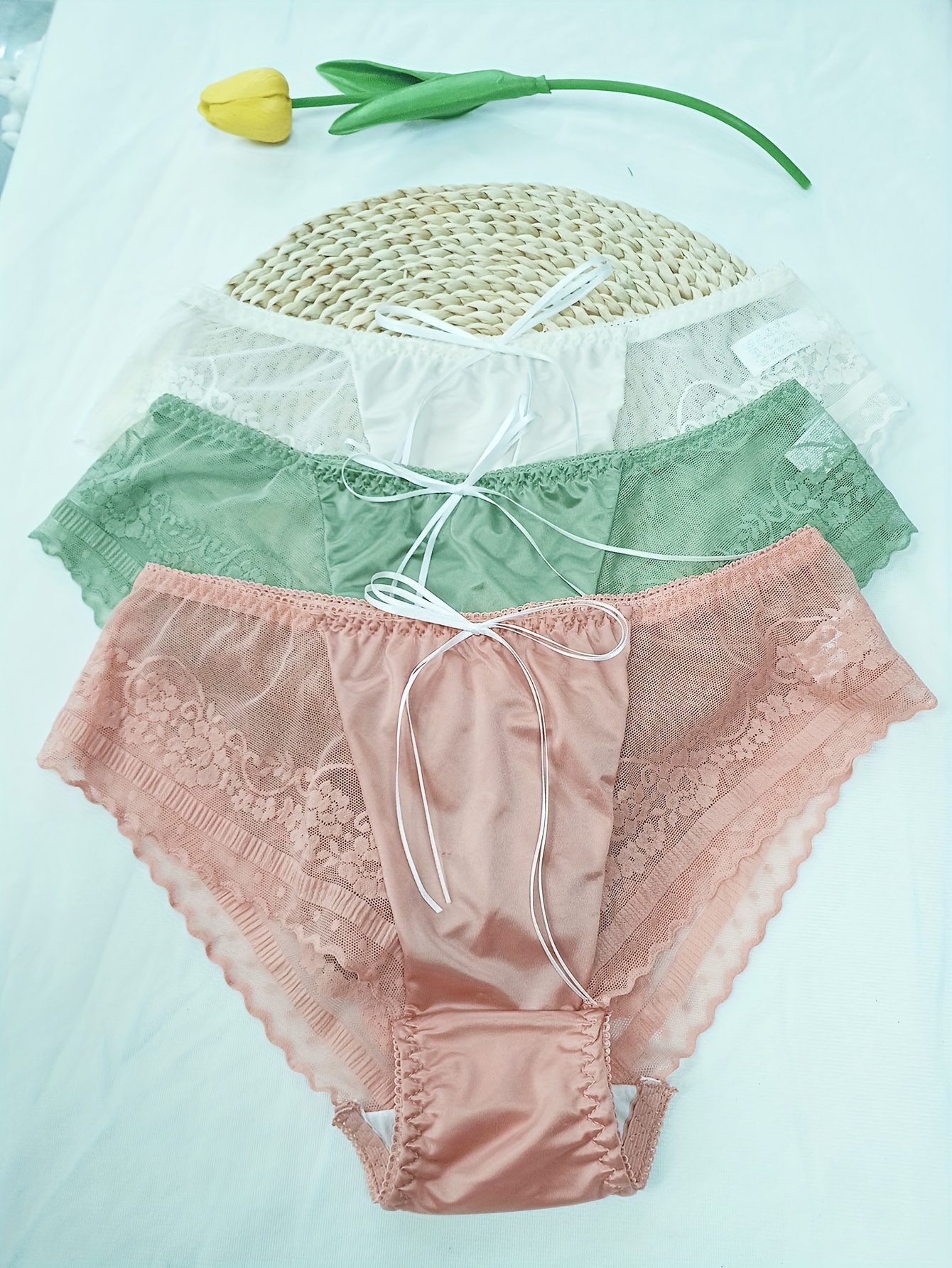 NICE ! 5 Women Bikini Panties Brief Floral Lace Cotton Underwear 6698
