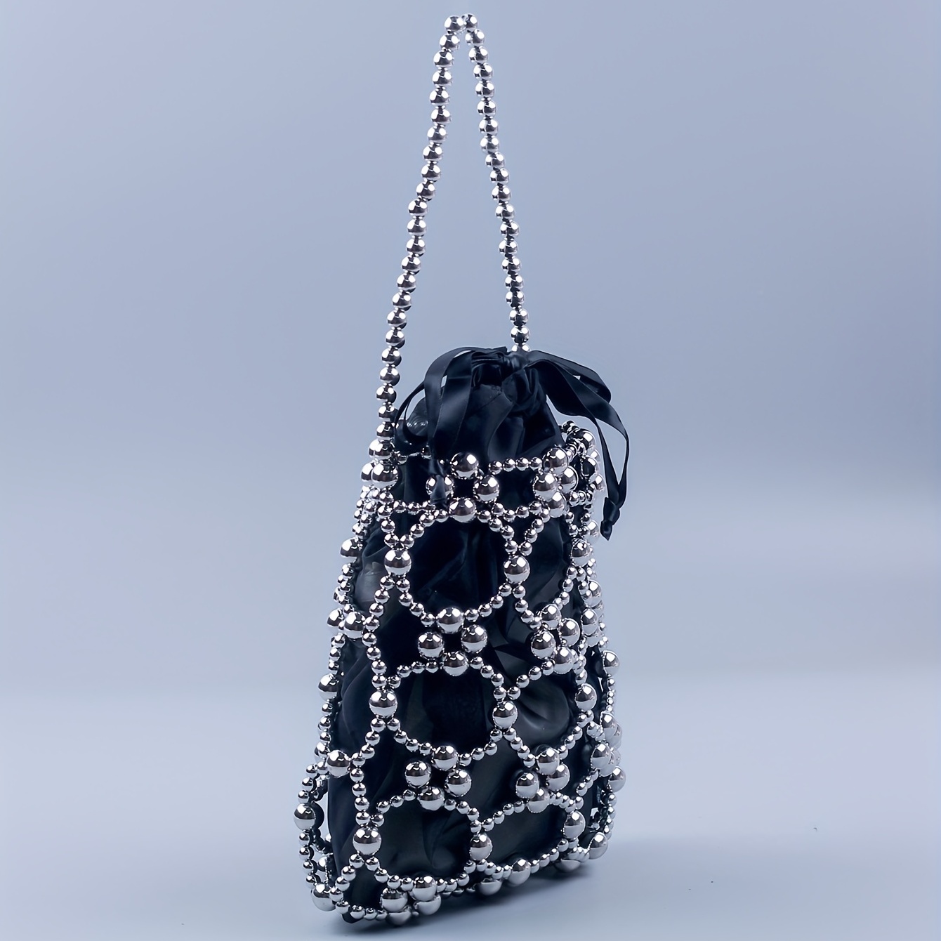 black Beaded Clutch Purse Pearl Party Bags