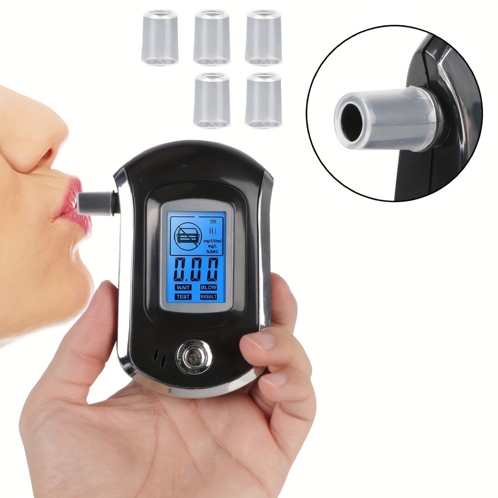 

1pc Mini Police Digital Lcd Screen Breath Breathalyzer Patent At6000 Breathalyzer With Lcd Dispaly Battery Not Included
