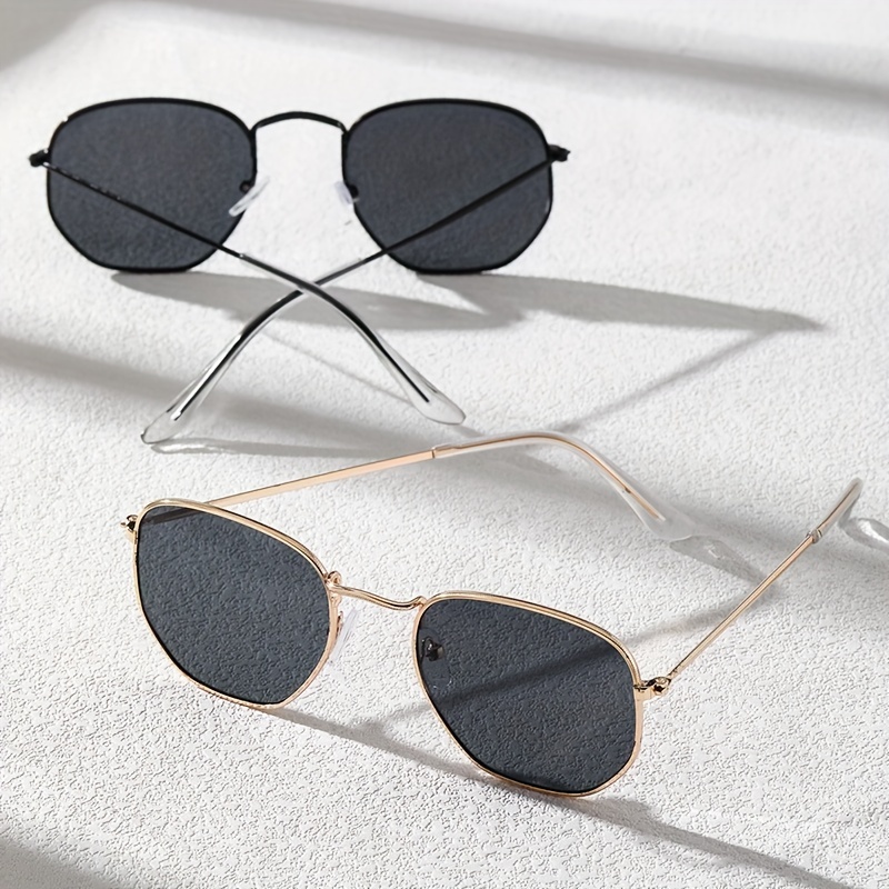 2 Pairs Men's Oval Frame Sunglasses Mixed Metal PC Eyewear