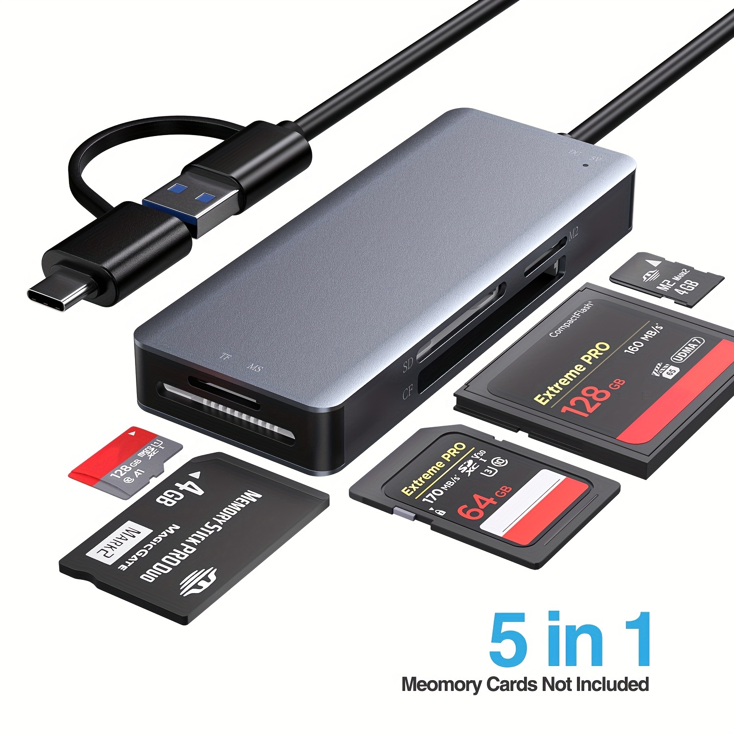 4-EN-1 USB 2.0 Multi Lecteur de Carte Mémoire TF SD MS Adaptateur