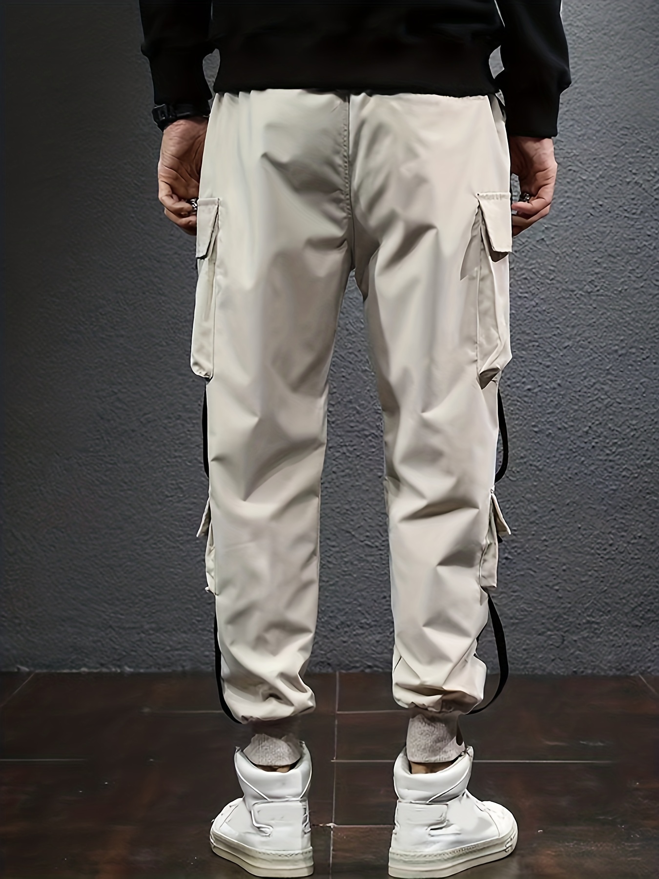 Design de fita macacão masculino com cordão e bolsos calça - Temu Portugal