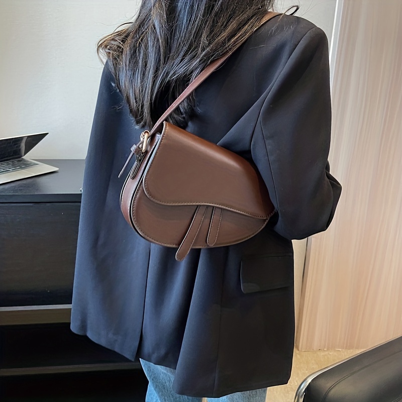 Luxury Saddle Shoulder Bags for Women Fashion PU Leather Small