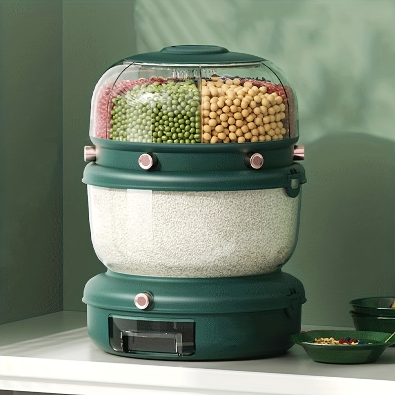 Rotating Double layer Rice Bucket Large Capacity Cereal Container