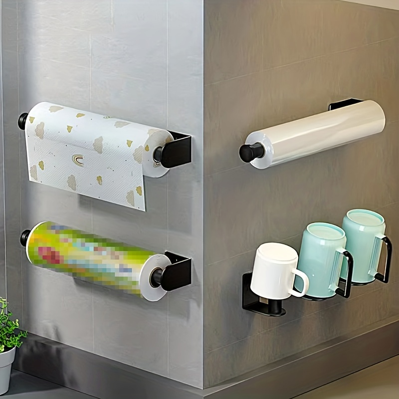 Kitchen Roll Holder Non Perforated Paper Towel Holder Toilet Paper Hanger  Roll Paper Holder Fresh Film Storage Rack Wall Hanging