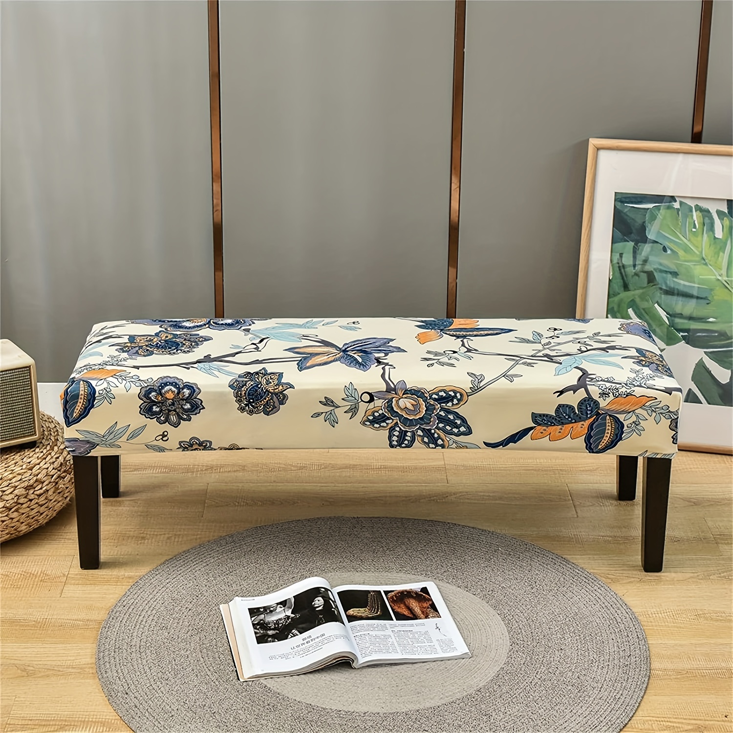 Printed Anti fouling Bench Cover Spandex Bench Slipcover Temu