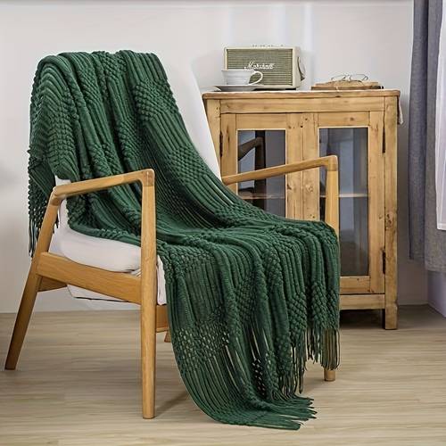 textured throw blanket with tassels soft lightweight boho decorative blanket for couch sofa bed fathers day gift 50 x60 60 x80
