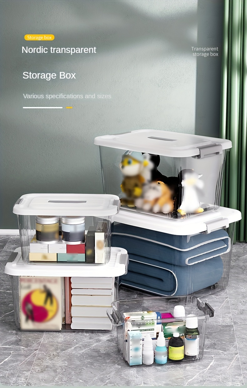 Storage Box Lid Toy Storage Box Transparent Storage - Temu United Kingdom