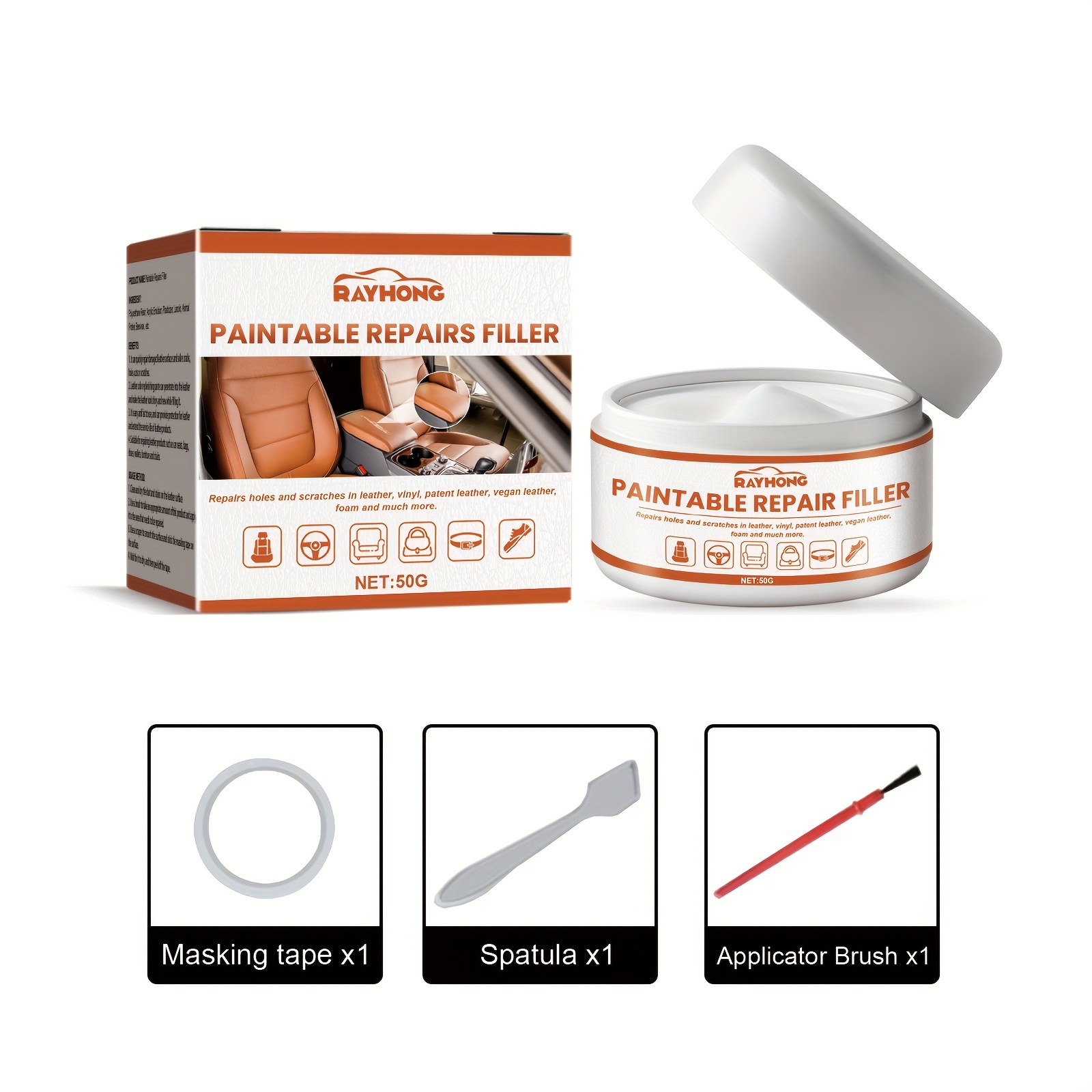 Filling Paste Leather Repair Kit for Furniture, Car Seats, Sofa, Jacket and  Purse,Leather Filler Repair Compound - Leather Restoration Crack, Burns,  Tears, Holes Filler 