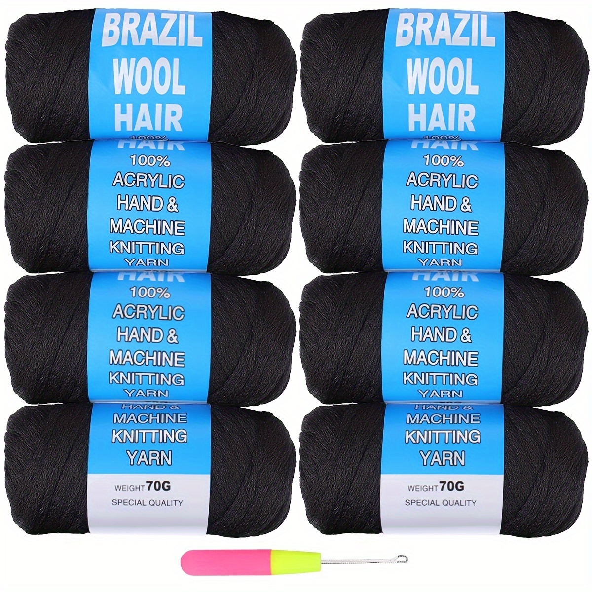4Pcs Brazilian Wool Hair For Braids Acrylic Hand Knitting Wool