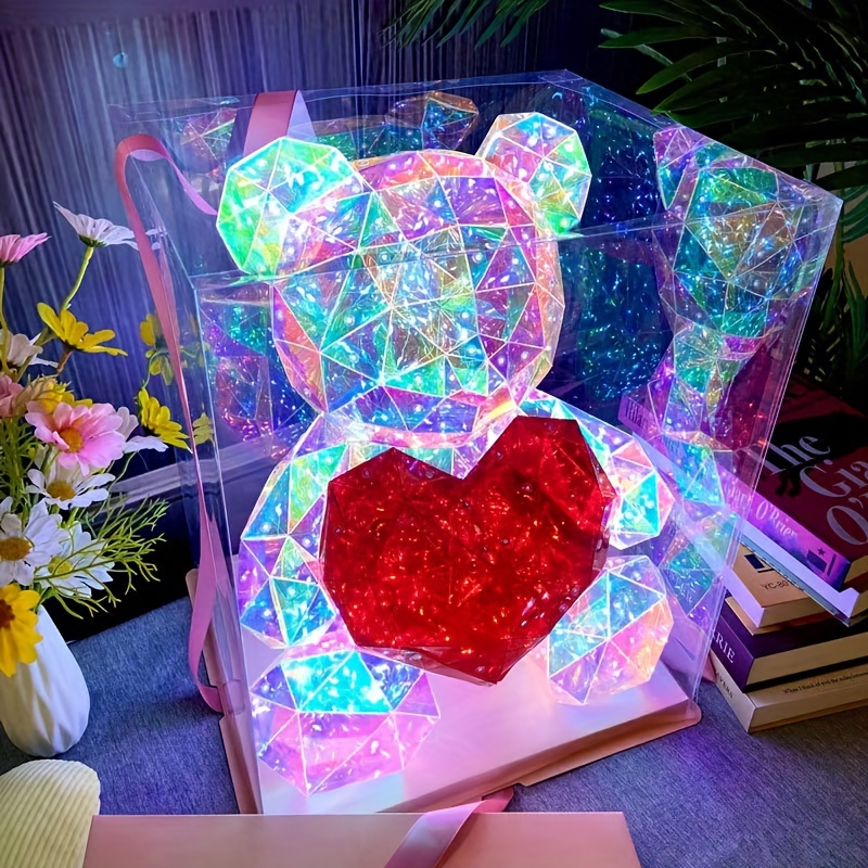 enchanting led bear figurine usb battery powered perfect for christmas valentines day weddings more indoor outdoor decor with gift box packaging details 3