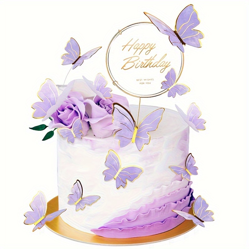 21 Pièces Gâteau Topper de Papillon, Papillon Cake Topper, Papillon Cupcake  Toppers, Décorations de Gâteau en Acrylique, Papillon Décoration de Gâteau