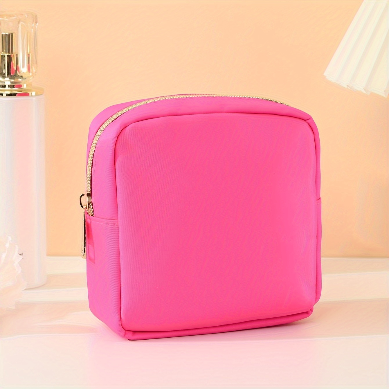 

1pc Nylon Mini Makeup Bag For Purse, Small Cute Makeup Bag Cosmetic Zipper Pouch Purse, Waterproof Travel Coin Pouch Sanitary Napkin Storage Bag Clutch Make Up Organizer Bag For Women