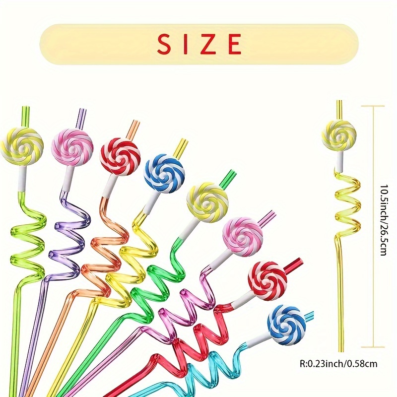 4pcs Candy Reusable Plastic Straws Colored Party Drinking Straws