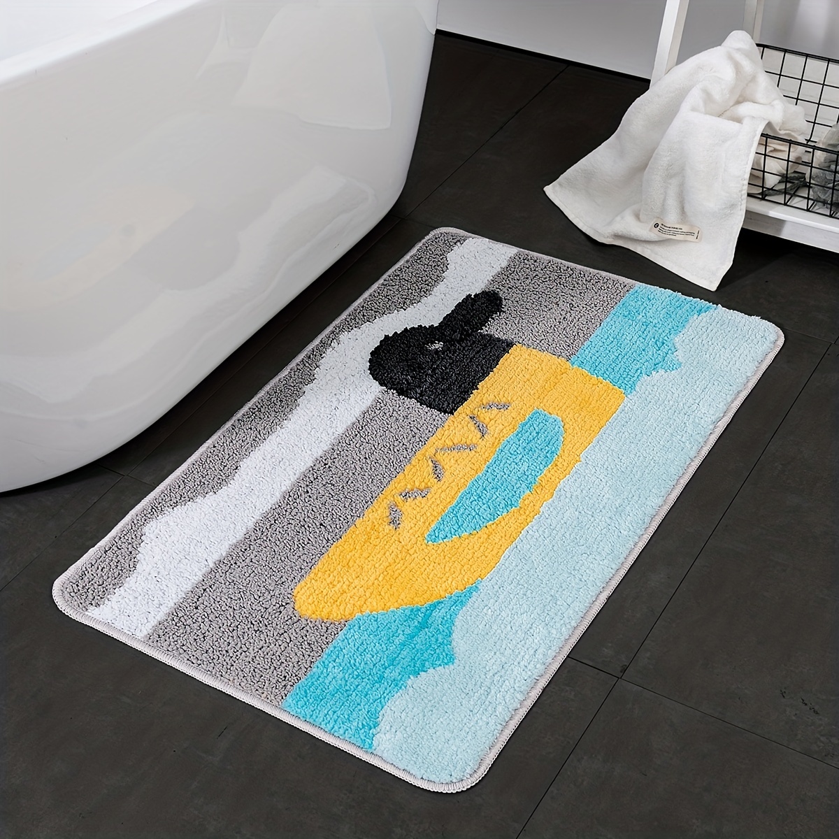 Bathroom Rugs Bath Mat, Shaggy Soft and Absorbent Microfiber Bath Rugs, Non  Slip