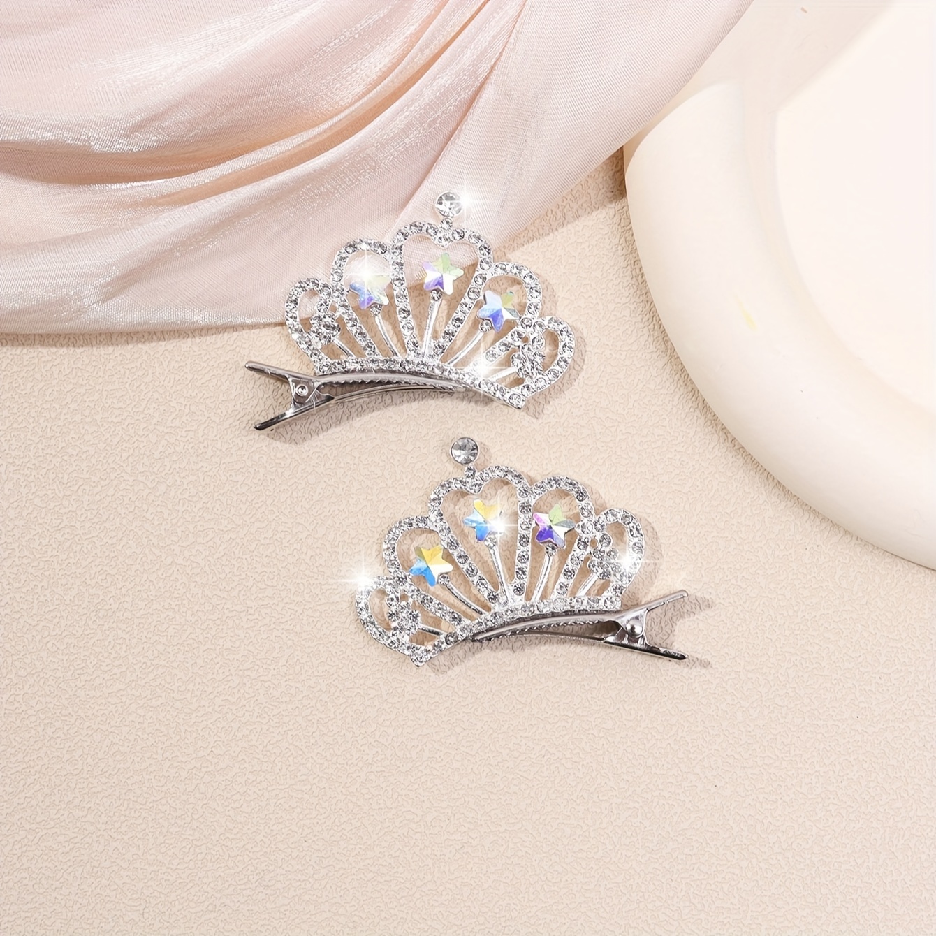 Image of 2pcs/ Set Crown Hair Clip Fashion Personality Exquisite One-line Clip Headpiece Side Clip Hair Clip