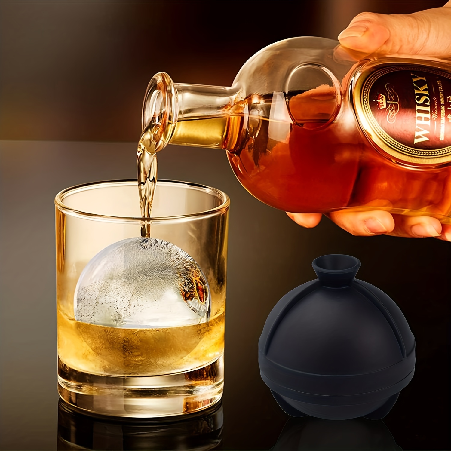 1pc Whiskey Ice Cube Tray Ice Ball Mold For Bourbon, Round Ice Mold, Sphere Ice  Mold, Reusable Silicone Ice Tray For Cocktail