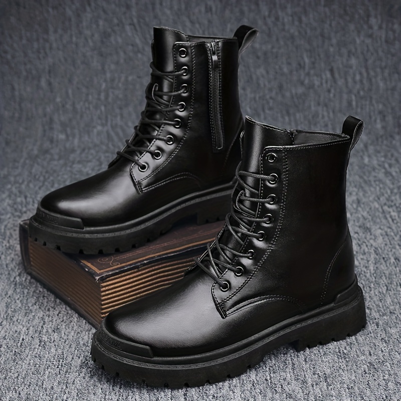 Botas de combate para hombres, zapatos casuales con cordones para caminar,  botas estilo preppy