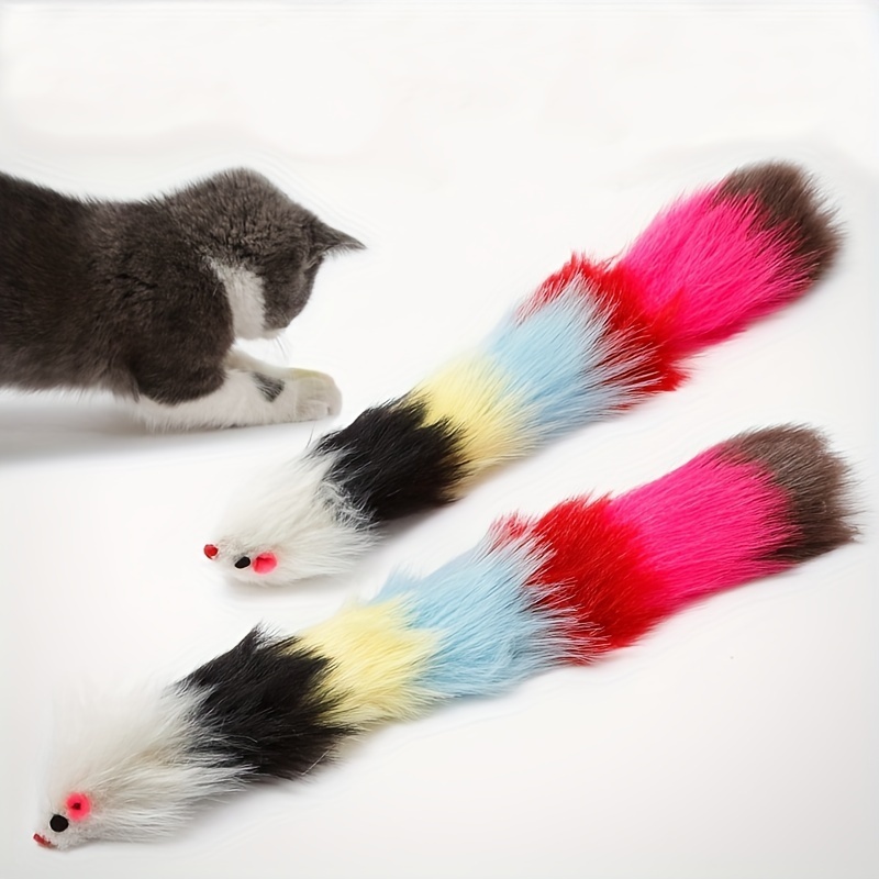 

Colorful Plush Cat Teaser Toy For Interactive Training And Playful Fun With Lengthened Imitation Mouse