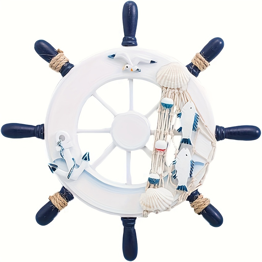 Nautical Boat Steering Wheel Decor Wooden Mediterranean - Temu Canada