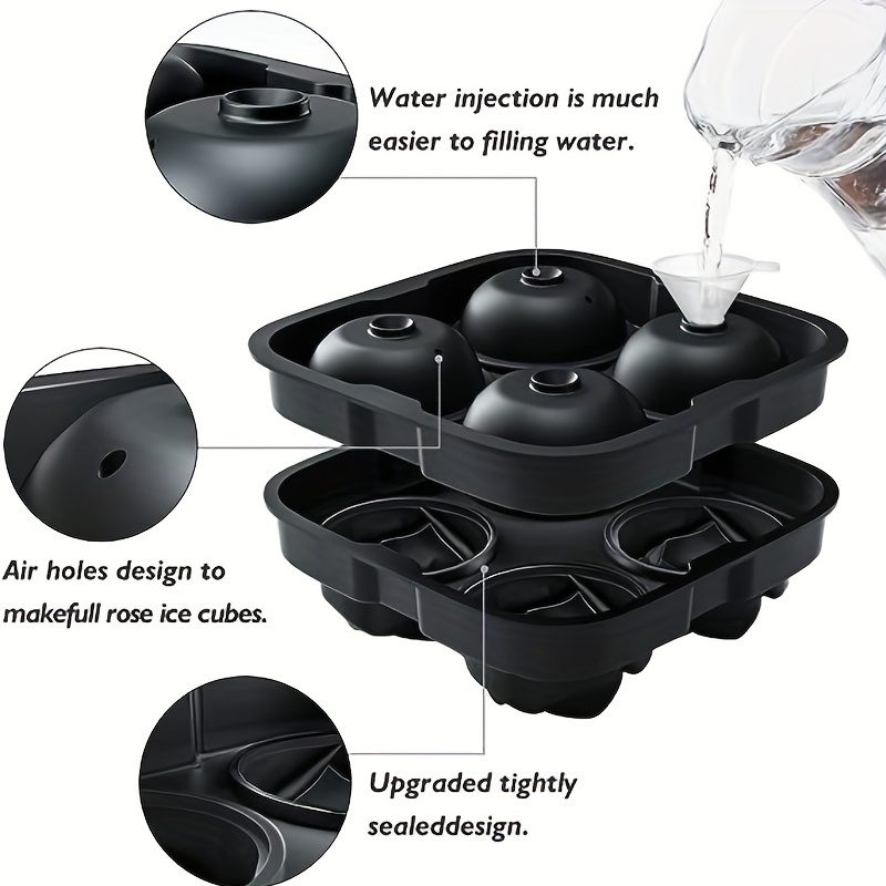 Rose Ice Cube Tray Maker , Makes Four 2.5inch Rose Shaped Ice Cubes