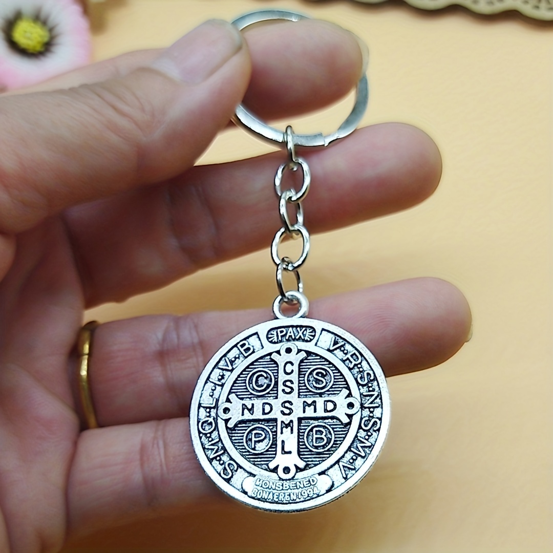 Ancient Silver Christian Saint Key Chain Men - Temu