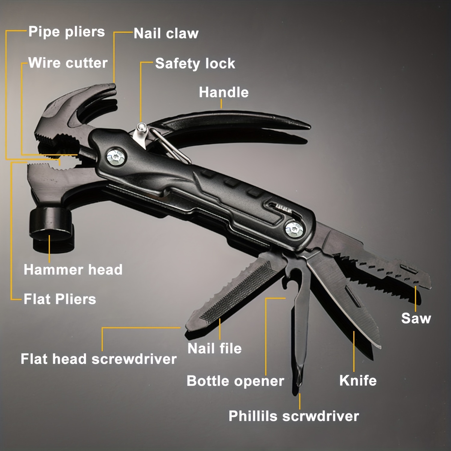 All in One Survival Tools Small Hammer Multitool, Father's Day