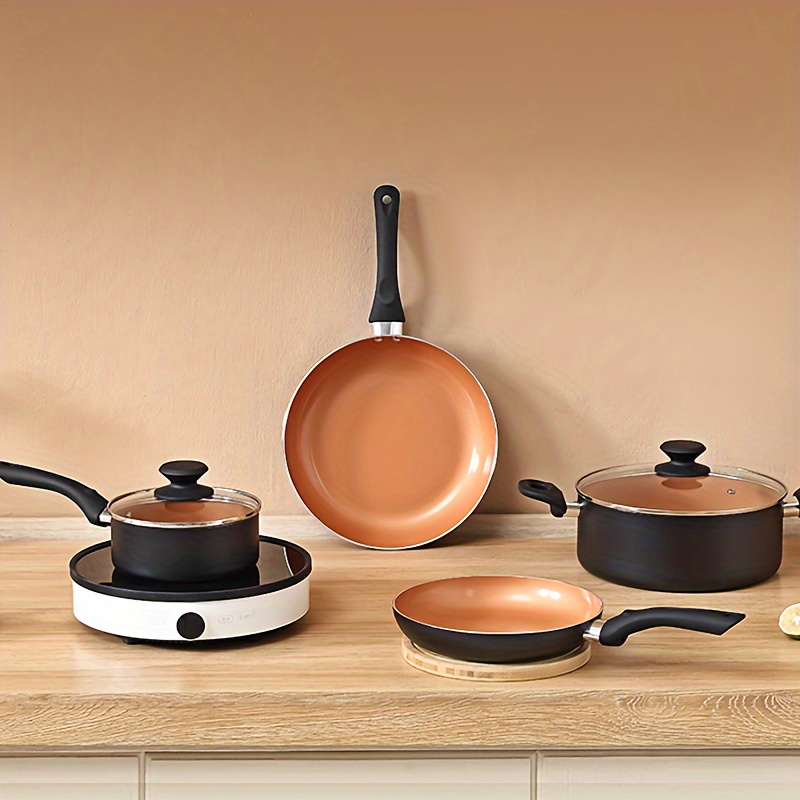 Pots and Pans Set, Cookware Copper Pan Set, Nonstick Ceramic Coating, Saute  Pan, Saucepan Stockpot with Lid, Fry Pan, 10pcs