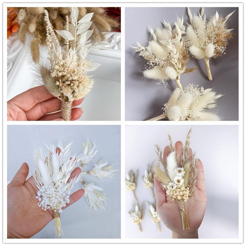 1PC Mini Real Natural Dried Flower Bouquet Rose Pampas Grass Gypsophila  Plants Gifts Photo Props DIY Crafts Home Decoration 