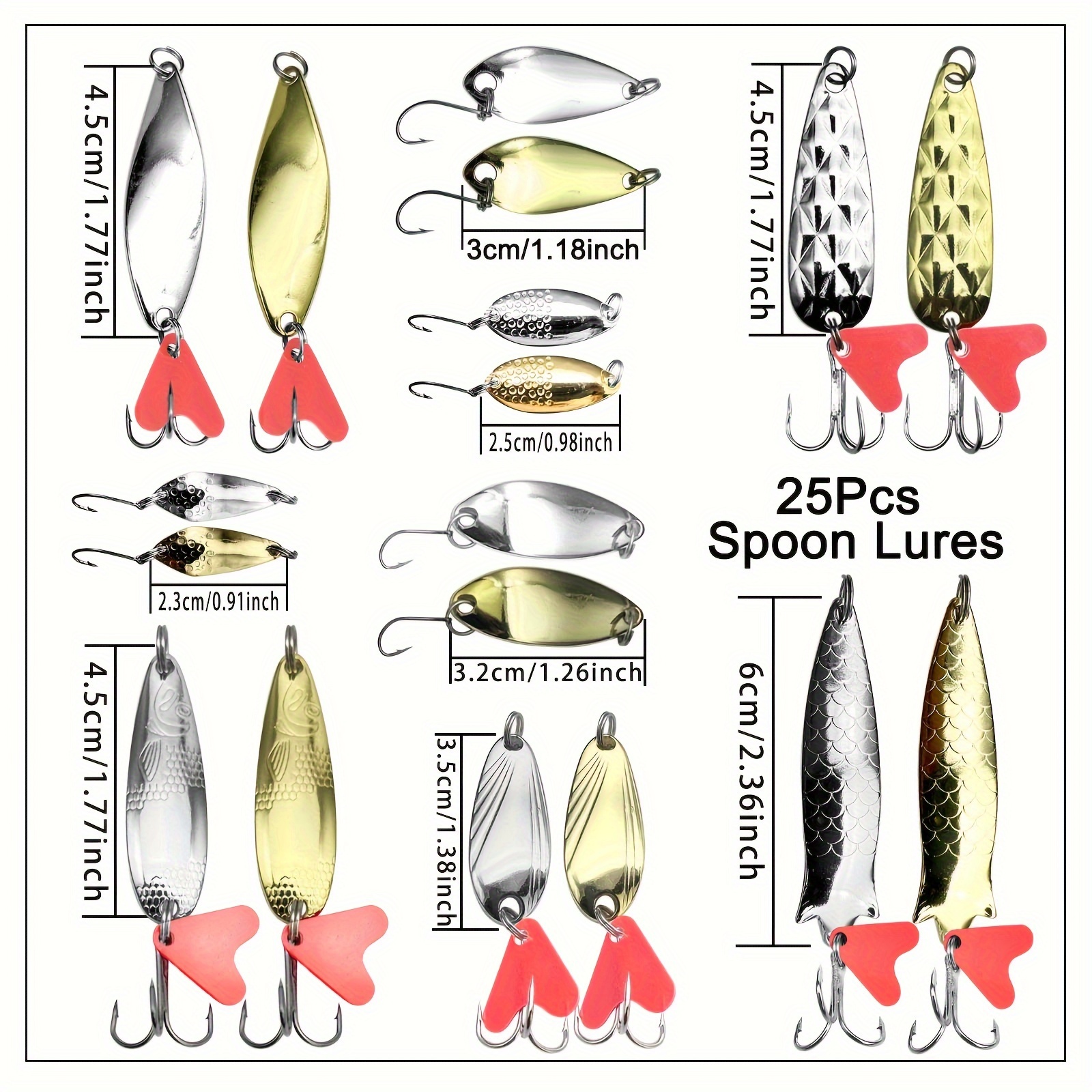 Metal Spoon Fishing Lures Kit Artificial Hard Spinner Baits - Temu