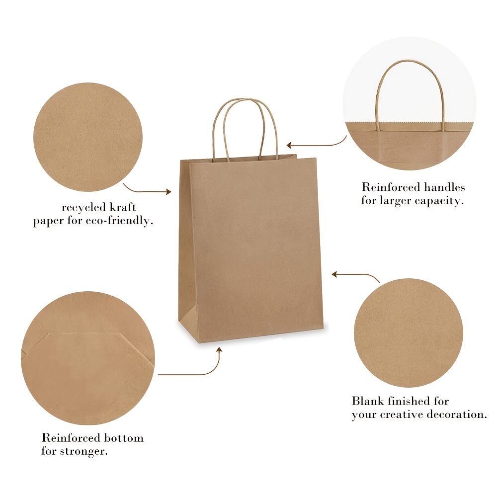 Thick Kraft Paper Bag with Handle 10pcs Blank DIY Paper Bags, Perfect  Craft,Shopping,Packaging,Retail,Party,Wedding,Recycled, Business,Xmas  Gift,Goody