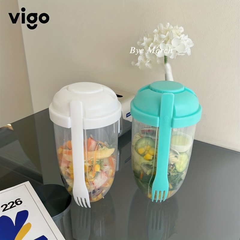 Healthy Lunch Salad Shaker Reusable Plastic Container with Fork and Knife,  4-Cup Capacity - China Salad Bowl and Plastic Bowl price